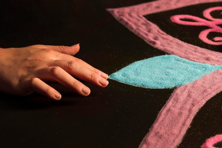 Mehrere Hände formen ein Mandala oder eine komplexe Struktur